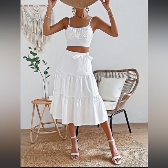 White Boho Cami & Skirt Two Piece Set, NWT Size 6 LAST ONE! - Picture 3 of 7